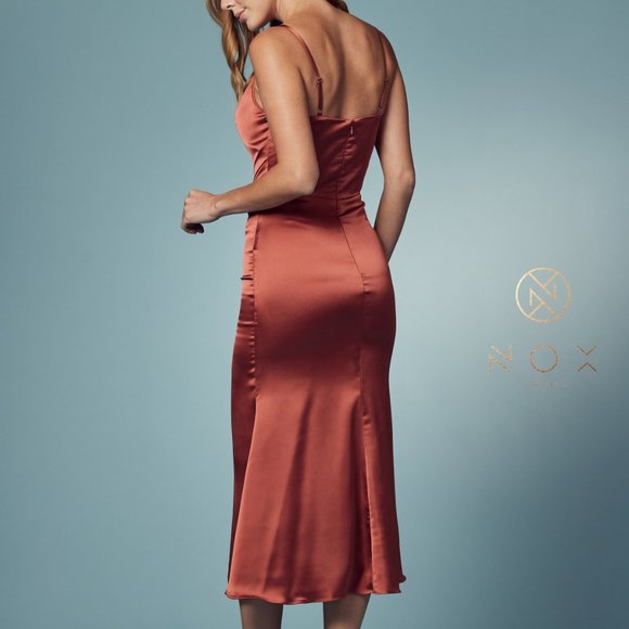 RUSTY ROSE MIDI PARTY PROM Sweetheart Neck Sheath Shape Prom MIDI Dress NXR1027 - Picture 3 of 7